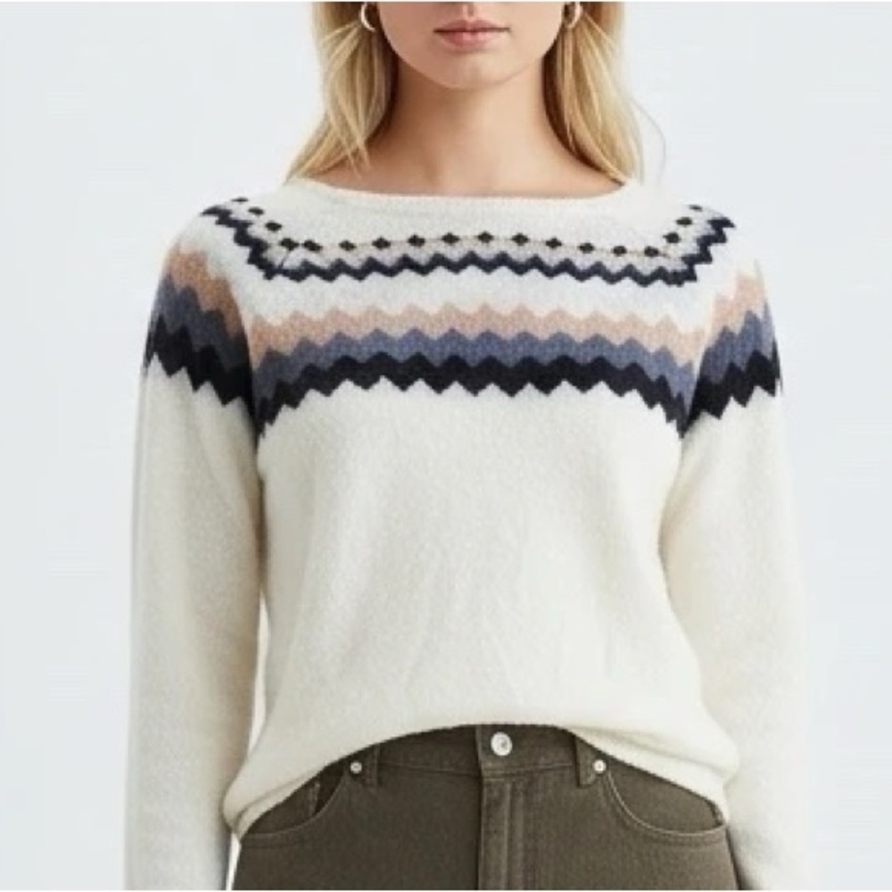Kensie Cream Boho Fuzzy Sweater